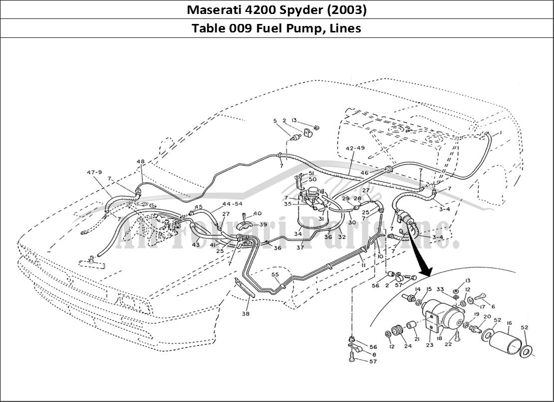 Ferrari Parts Maserati 4200 Spyder (2003) Page 009 Fuel Pump and Pipes