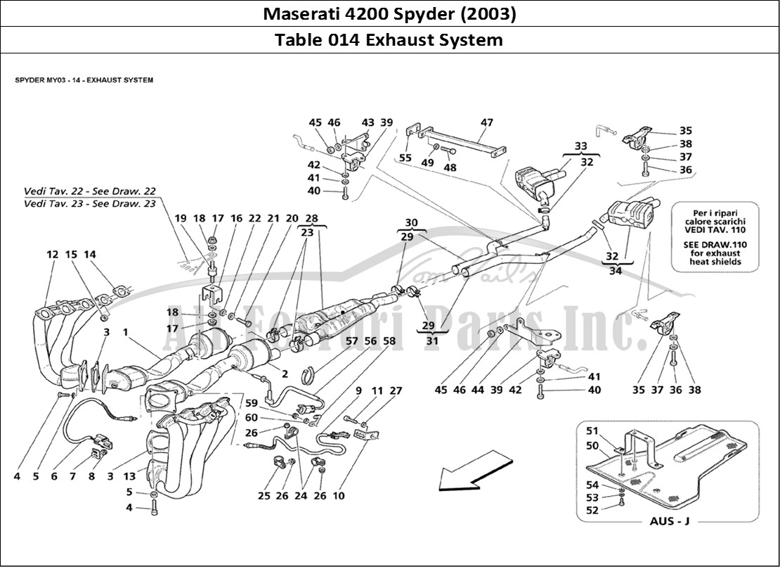 Ferrari Parts Maserati 4200 Spyder (2003) Page 014 Exhaust System