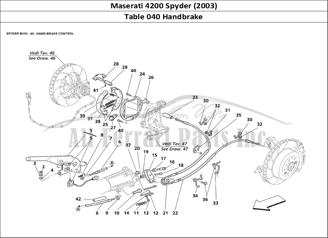 Ferrari Parts Maserati 4200 Spyder (2003) Page 040 Hand - Brake Controls