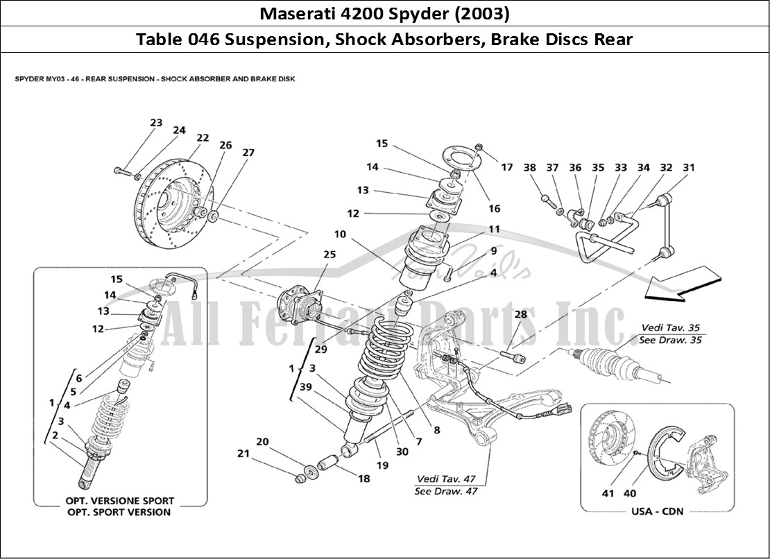 Ferrari Parts Maserati 4200 Spyder (2003) Page 046 Rear Suspension - Shock A