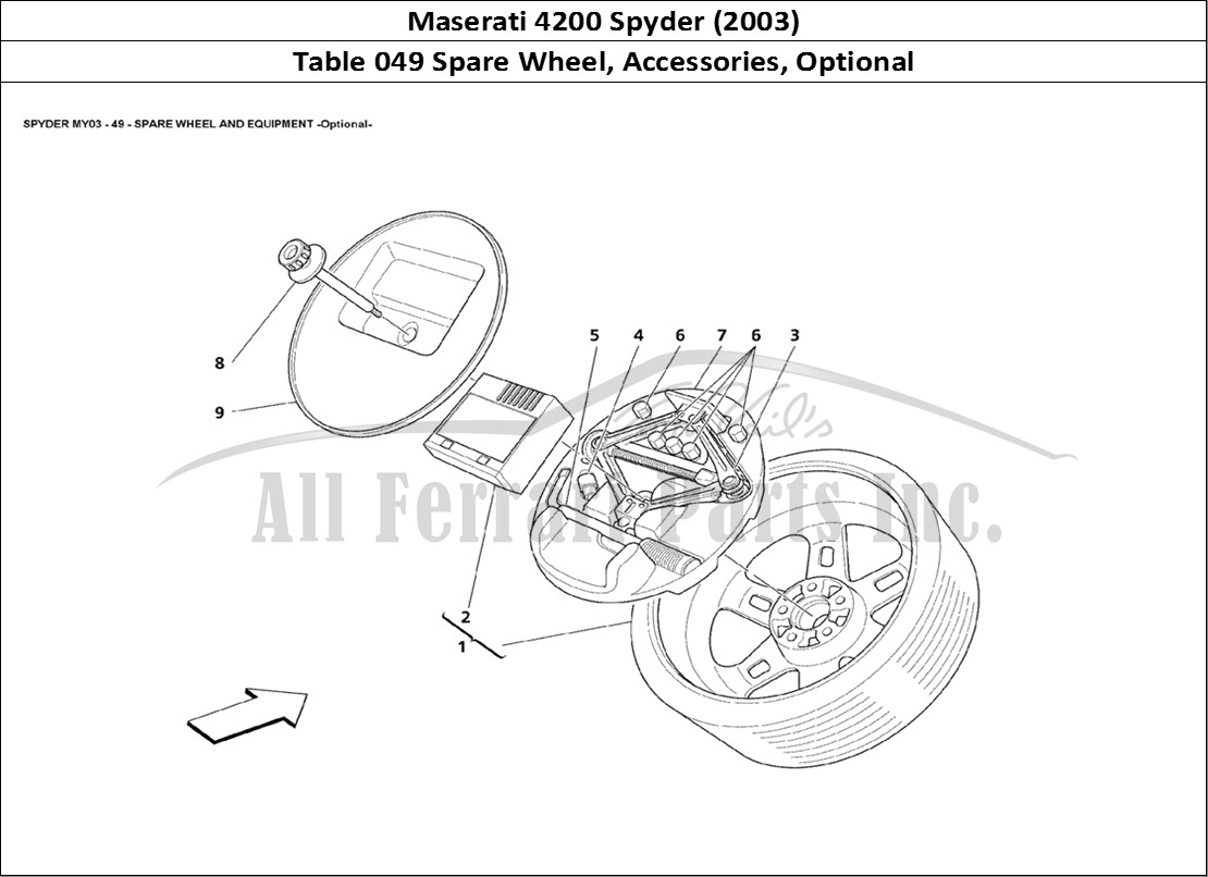 Ferrari Parts Maserati 4200 Spyder (2003) Page 049 Spare Wheel and Equipment
