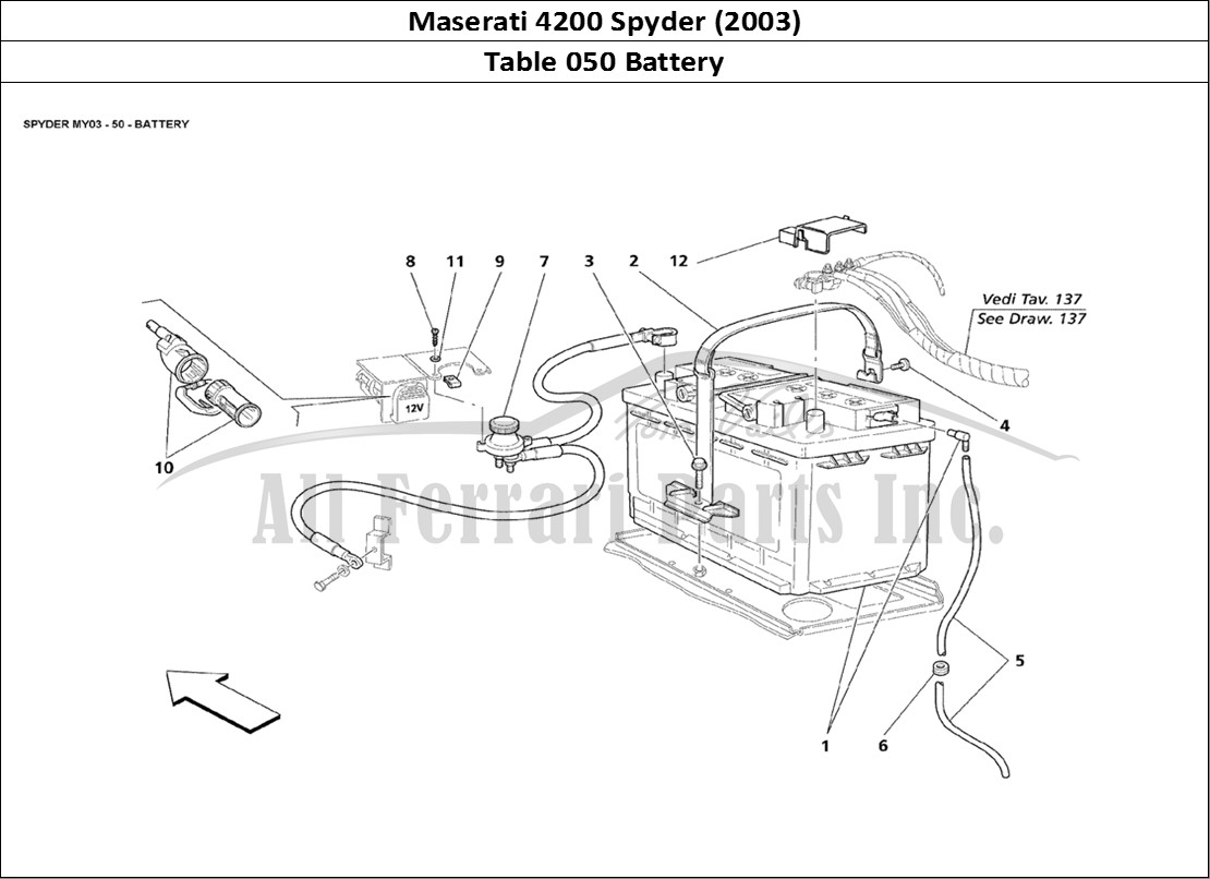 Ferrari Parts Maserati 4200 Spyder (2003) Page 050 Battery