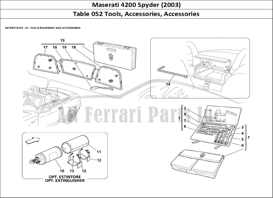 Ferrari Parts Maserati 4200 Spyder (2003) Page 052 Tools Equipment and Acces