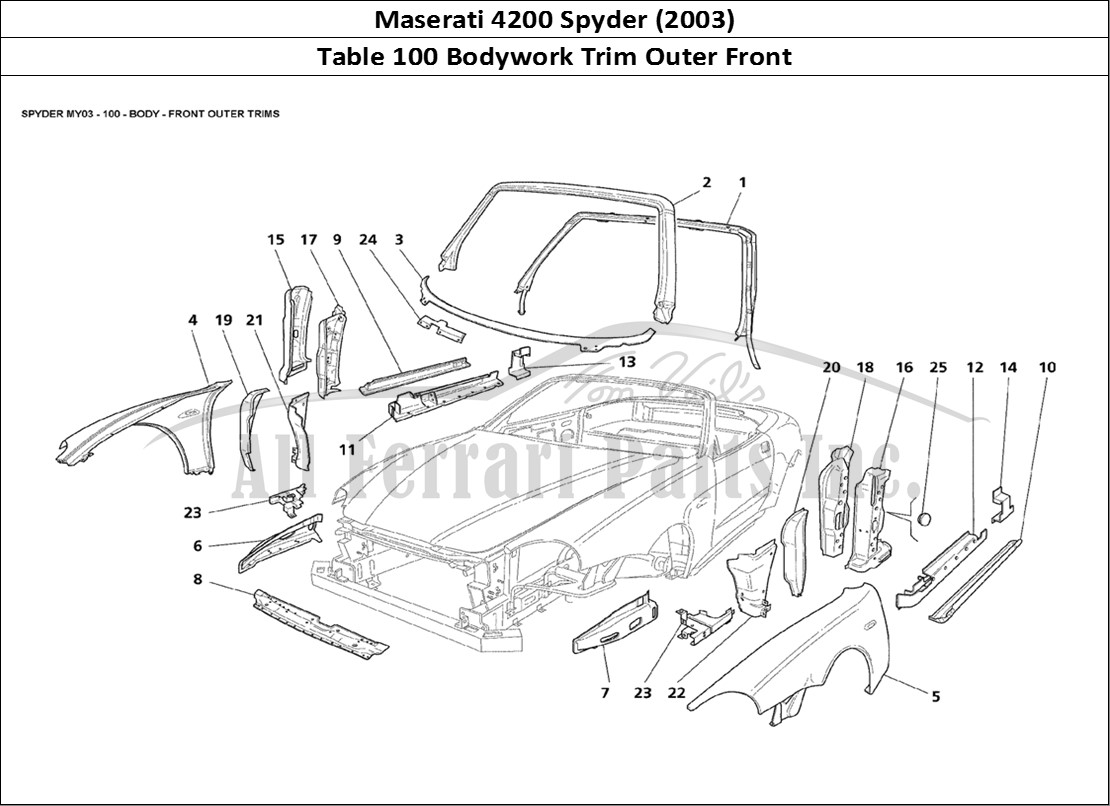 Ferrari Parts Maserati 4200 Spyder (2003) Page 100 Body - Front Outer Trims