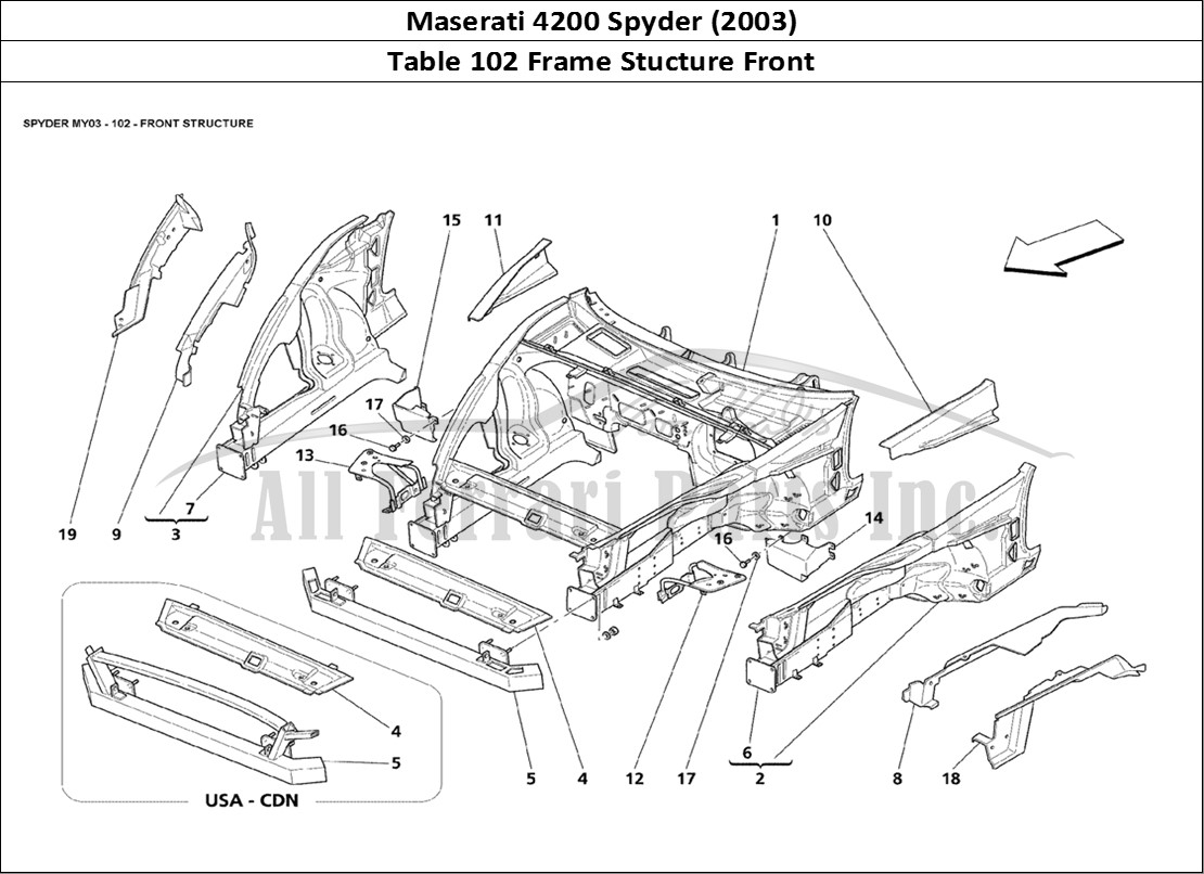 Ferrari Parts Maserati 4200 Spyder (2003) Page 102 Front Structure