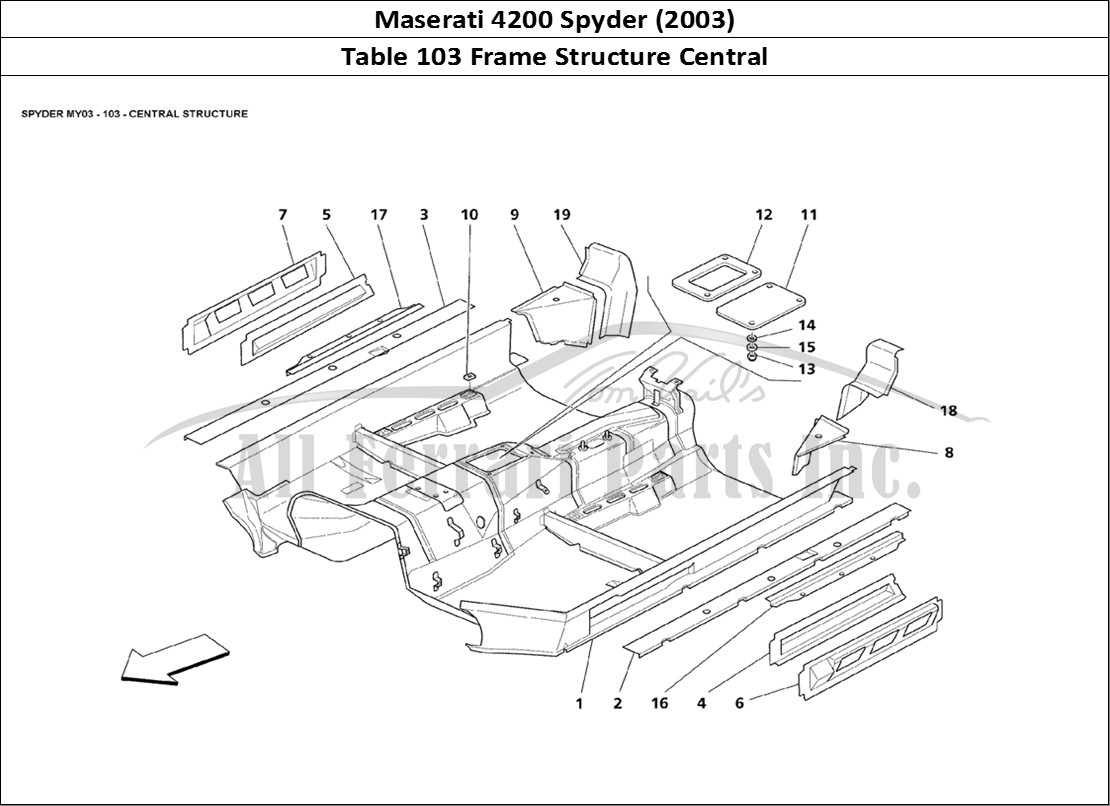 Ferrari Parts Maserati 4200 Spyder (2003) Page 103 Central Structure