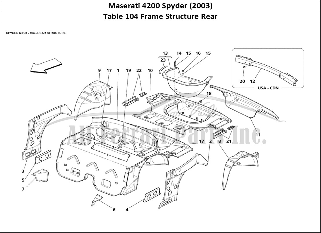 Ferrari Parts Maserati 4200 Spyder (2003) Page 104 Rear Structure