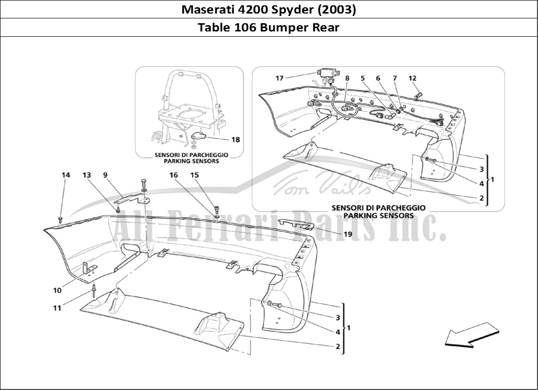 Ferrari Parts Maserati 4200 Spyder (2003) Page 106 Rear Bumper