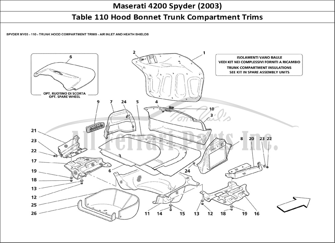 Ferrari Parts Maserati 4200 Spyder (2003) Page 110 Trunk Hood Compartment Tr
