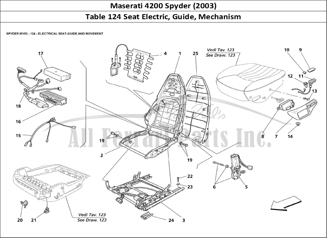 Ferrari Parts Maserati 4200 Spyder (2003) Page 124 Electrical Seat - Guide a