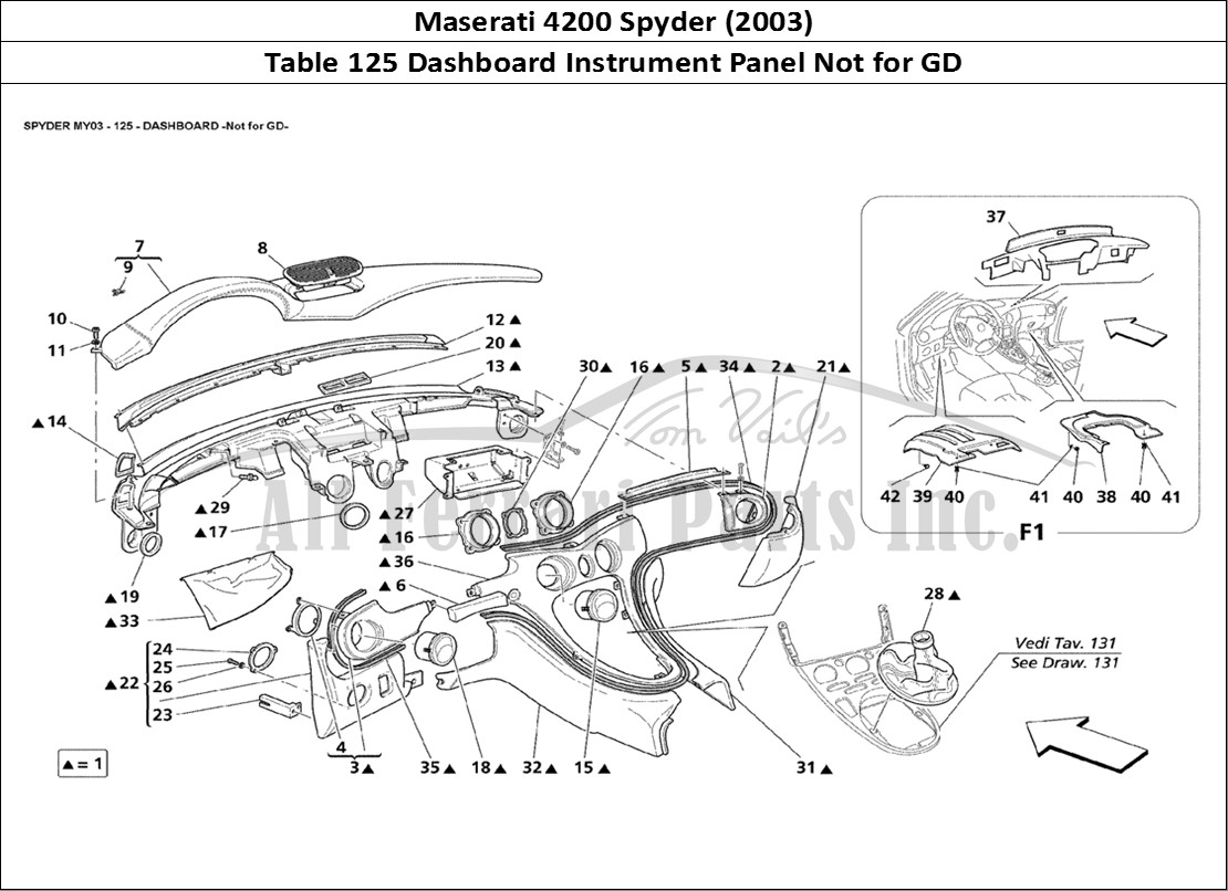 Ferrari Parts Maserati 4200 Spyder (2003) Page 125 Dashboard - Not for GD