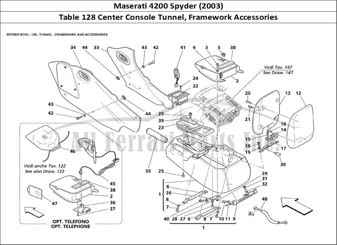 Ferrari Parts Maserati 4200 Spyder (2003) Page 128 Tunnel - Framework Access