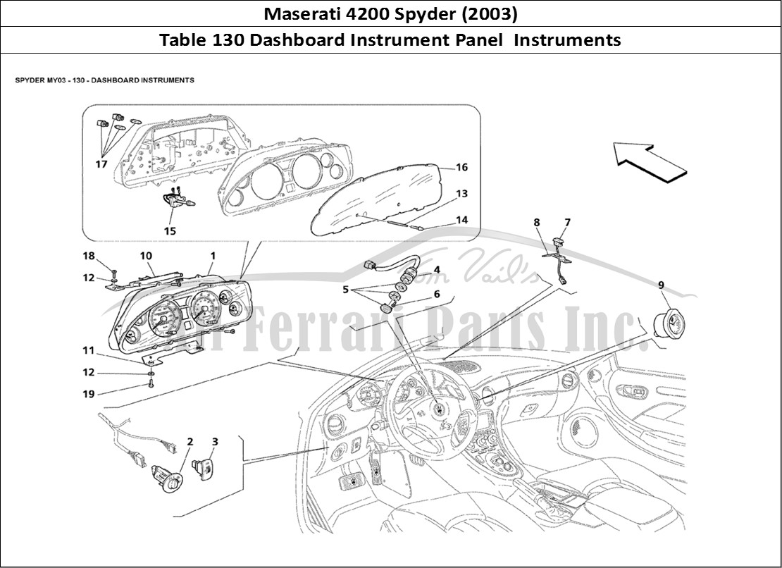 Ferrari Parts Maserati 4200 Spyder (2003) Page 130 Dashboard Instruments
