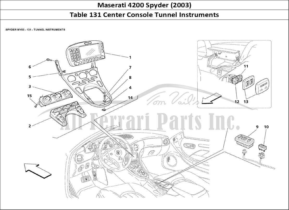 Ferrari Parts Maserati 4200 Spyder (2003) Page 131 Tunnel Instruments