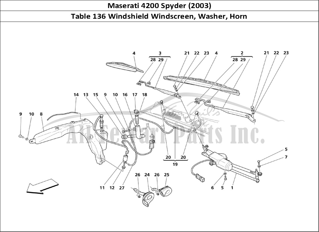 Ferrari Parts Maserati 4200 Spyder (2003) Page 136 Windshield - Glass Washer