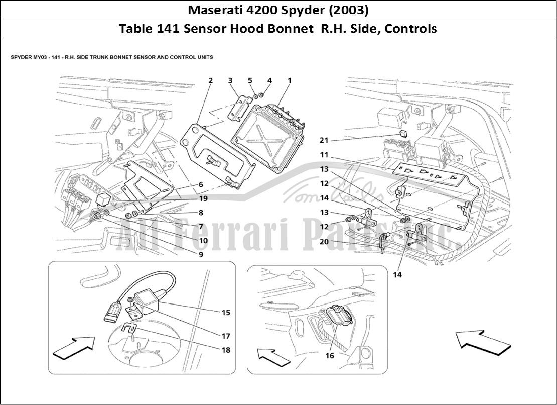 Ferrari Parts Maserati 4200 Spyder (2003) Page 141 R.H. Side Trunk Bonnet Se