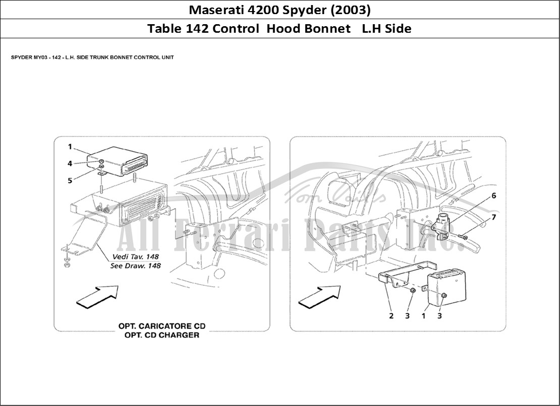 Ferrari Parts Maserati 4200 Spyder (2003) Page 142 L.H. Side Trunk Bonnet Co