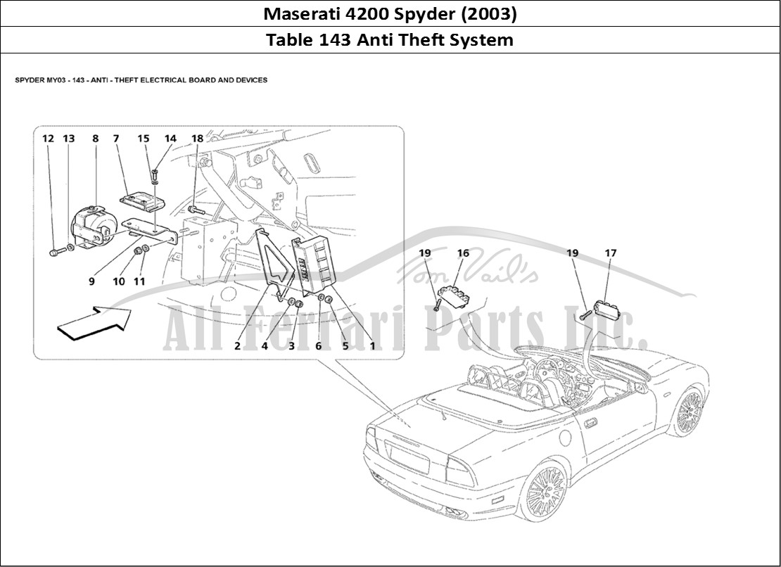 Ferrari Parts Maserati 4200 Spyder (2003) Page 143 Anti Theft Electrical Boa