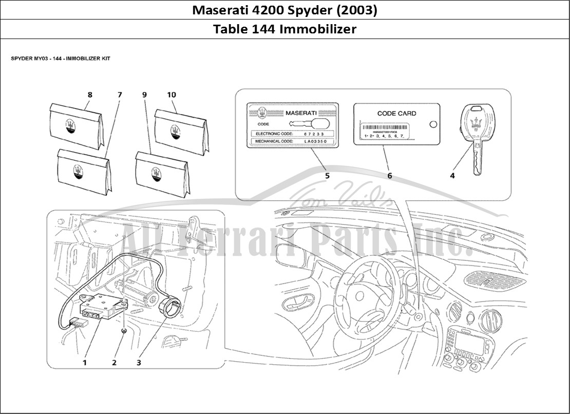 Ferrari Parts Maserati 4200 Spyder (2003) Page 144 Immobilizer Kit