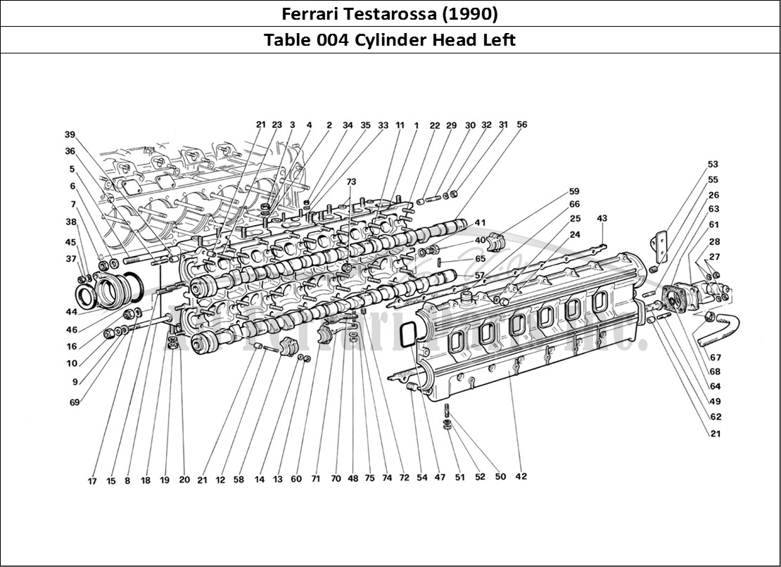 Ferrari Parts Ferrari Testarossa (1990) Page 004 Cylinder Head (Left)