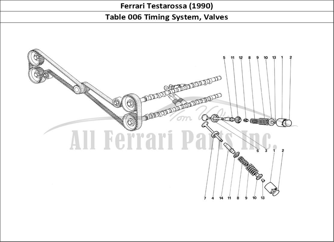 Ferrari Parts Ferrari Testarossa (1990) Page 006 Timing System - Valves