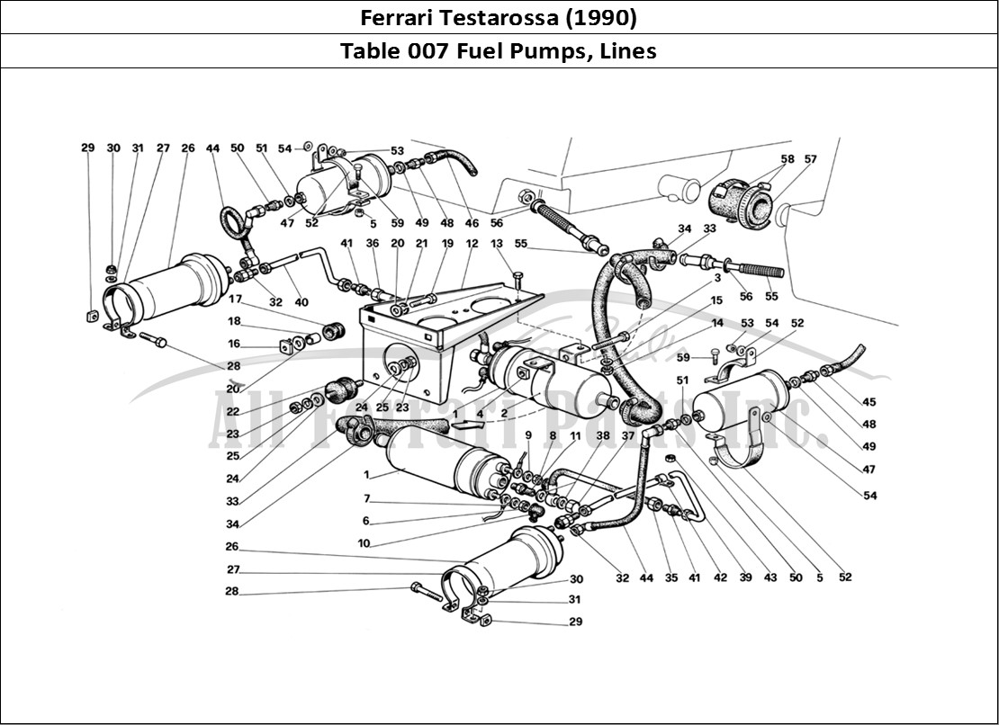 Ferrari Parts Ferrari Testarossa (1990) Page 007 Fuel Pumps and Pipes