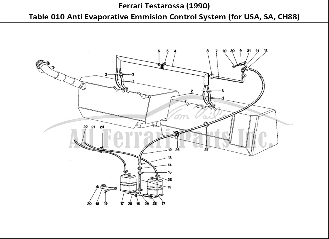 Ferrari Parts Ferrari Testarossa (1990) Page 010 Anti - Evaporative Emmisi