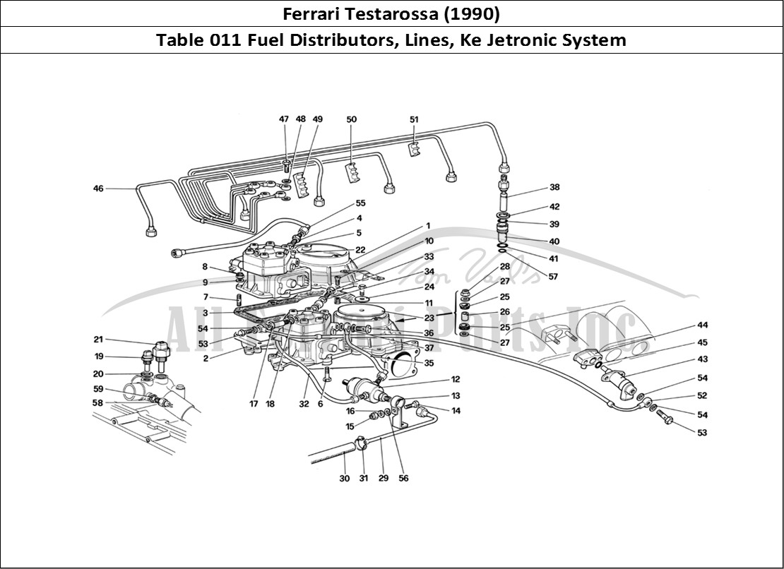 Ferrari Parts Ferrari Testarossa (1990) Page 011 Fuel Distributors Lines -