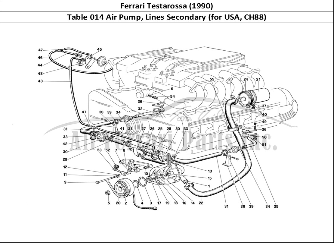 Ferrari Parts Ferrari Testarossa (1990) Page 014 Secondary Air Pump and Li