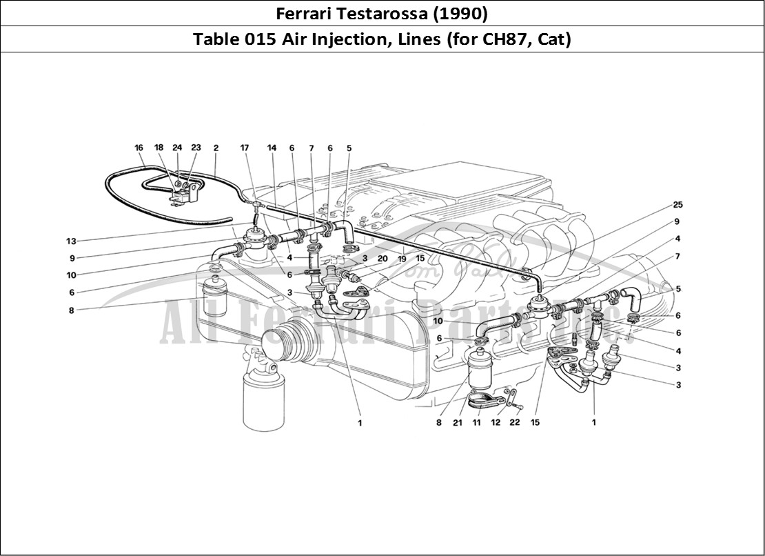 Ferrari Parts Ferrari Testarossa (1990) Page 015 Air Injection and Lines (