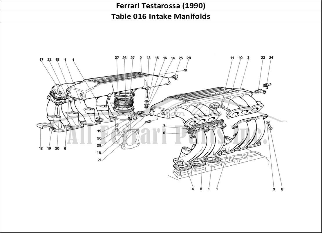Ferrari Parts Ferrari Testarossa (1990) Page 016 Air Intake Manifolds