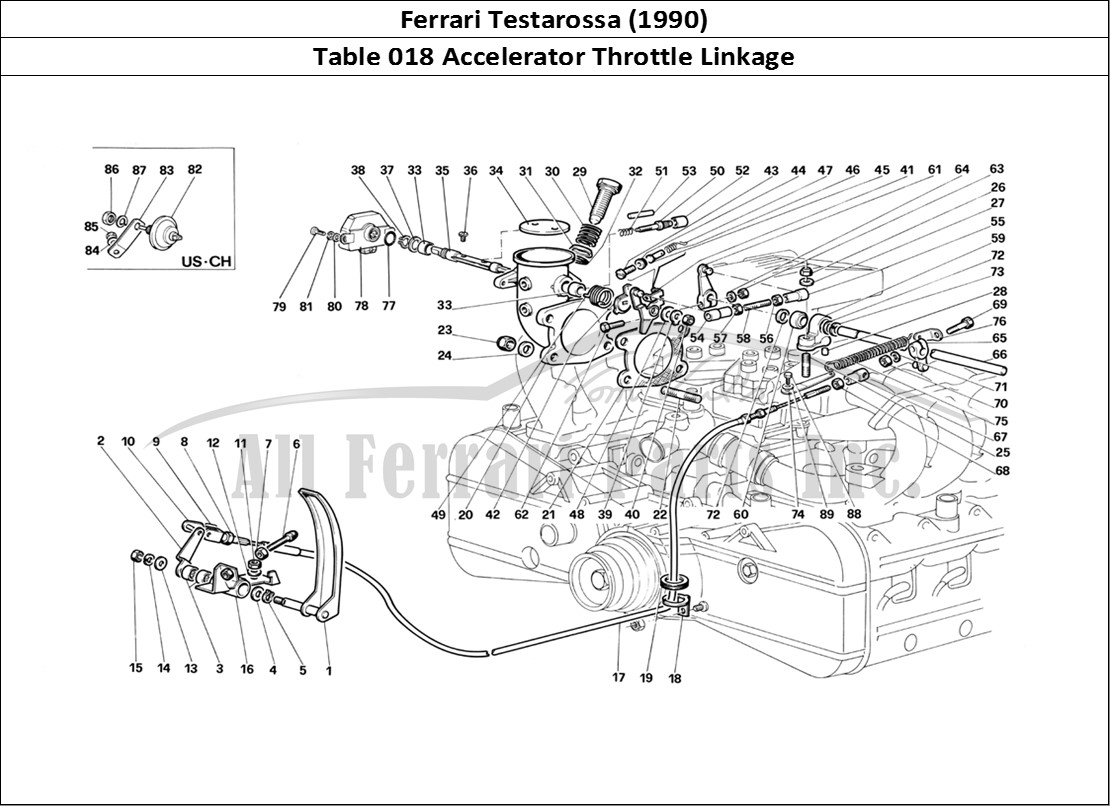 Ferrari Parts Ferrari Testarossa (1990) Page 018 Throttle Control