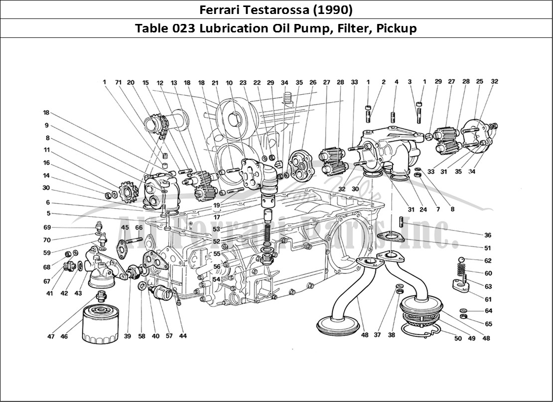 Ferrari Parts Ferrari Testarossa (1990) Page 023 Lubrication -Pumps and Oi