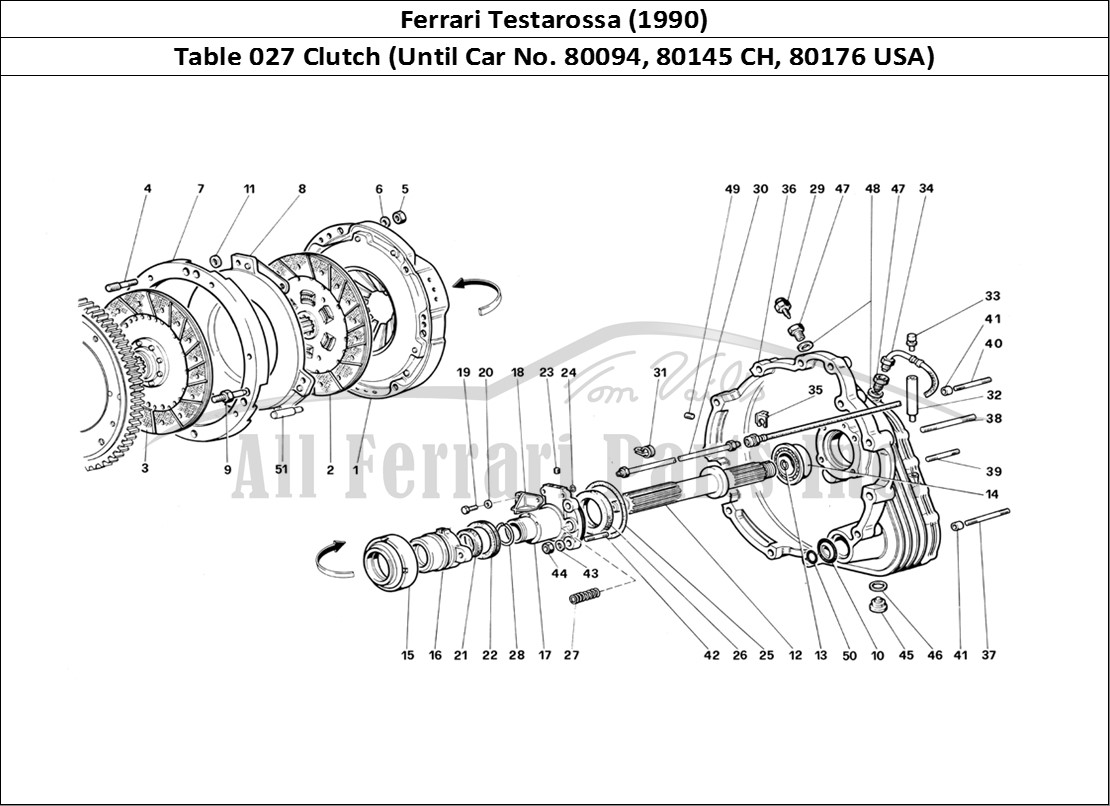 Ferrari Parts Ferrari Testarossa (1990) Page 027 Clutch Controls (Until Ca