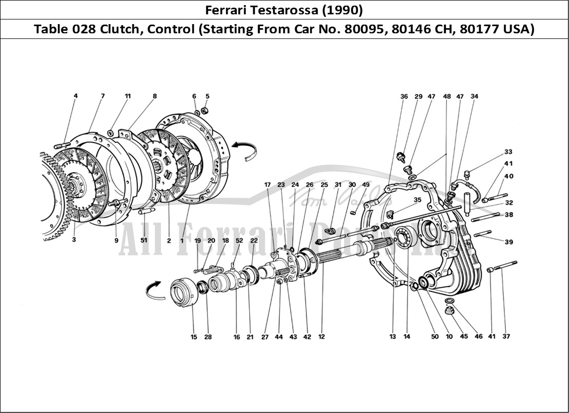 Ferrari Parts Ferrari Testarossa (1990) Page 028 Clutch Controls (Starting