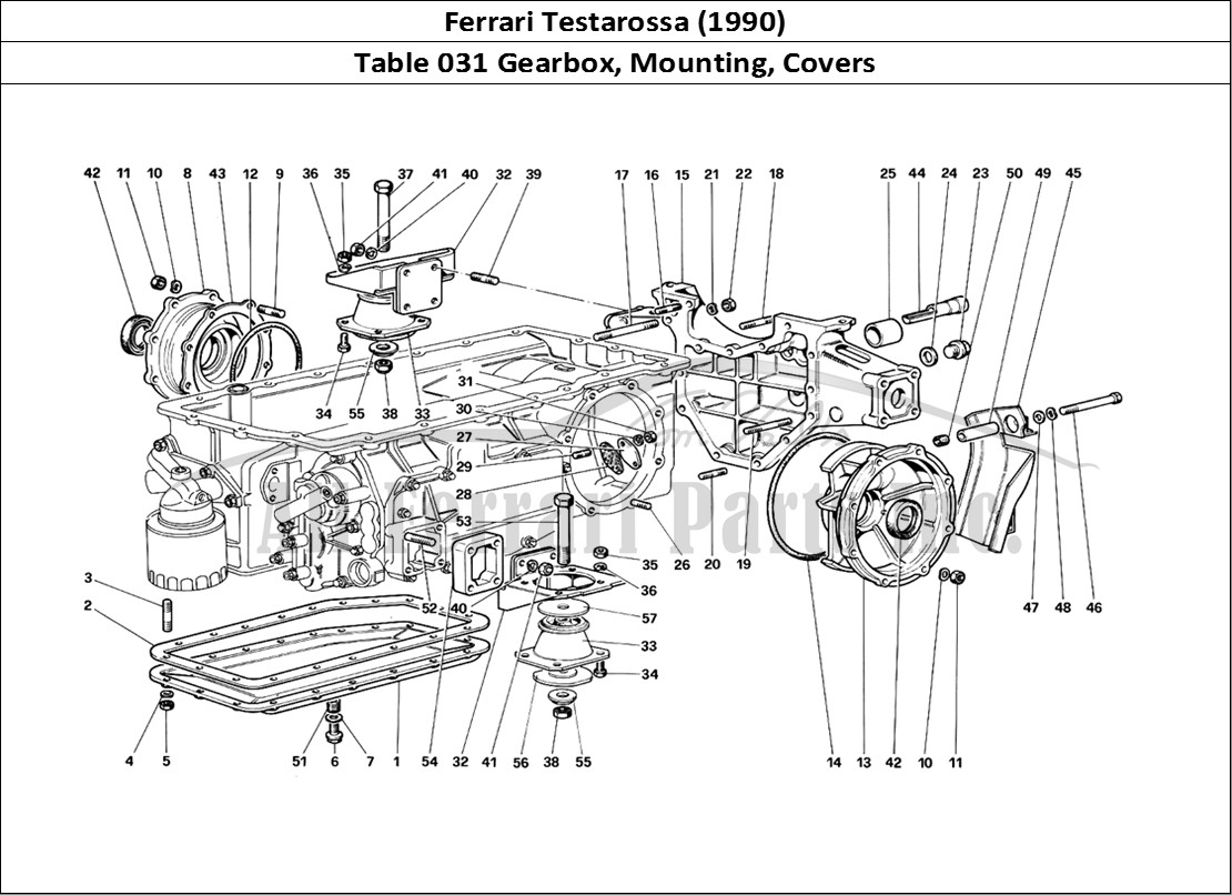 Ferrari Parts Ferrari Testarossa (1990) Page 031 Gearbox - Mounting and Co