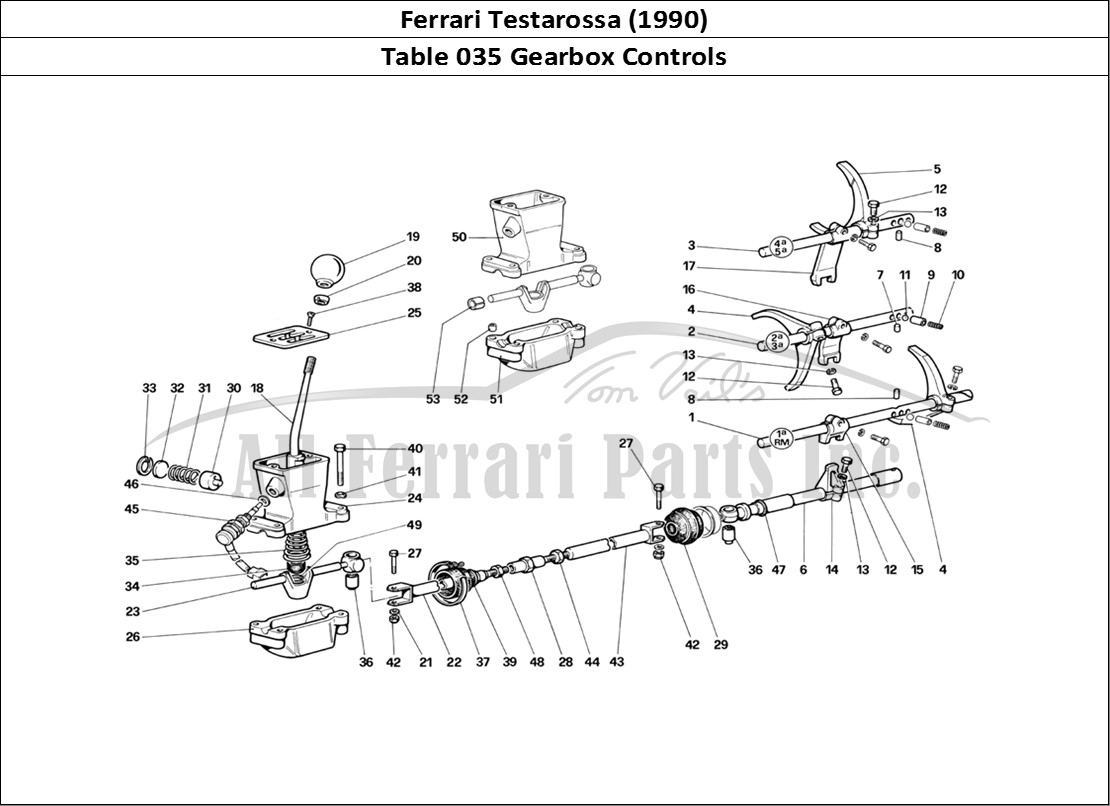 Ferrari Parts Ferrari Testarossa (1990) Page 035 Gearbox Controls