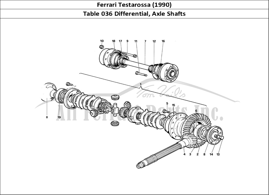 Ferrari Parts Ferrari Testarossa (1990) Page 036 Differential & Axle Shaft
