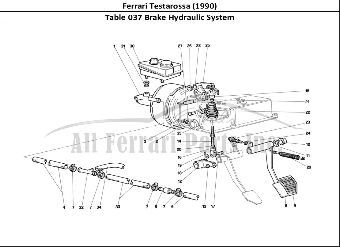 Ferrari Parts Ferrari Testarossa (1990) Page 037 Brake Hydraulic System