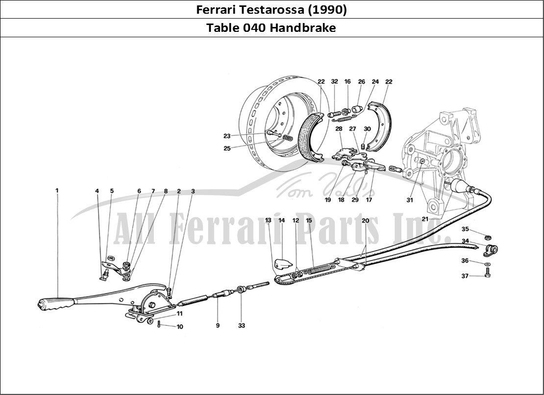 Ferrari Parts Ferrari Testarossa (1990) Page 040 Hand - Brake Control