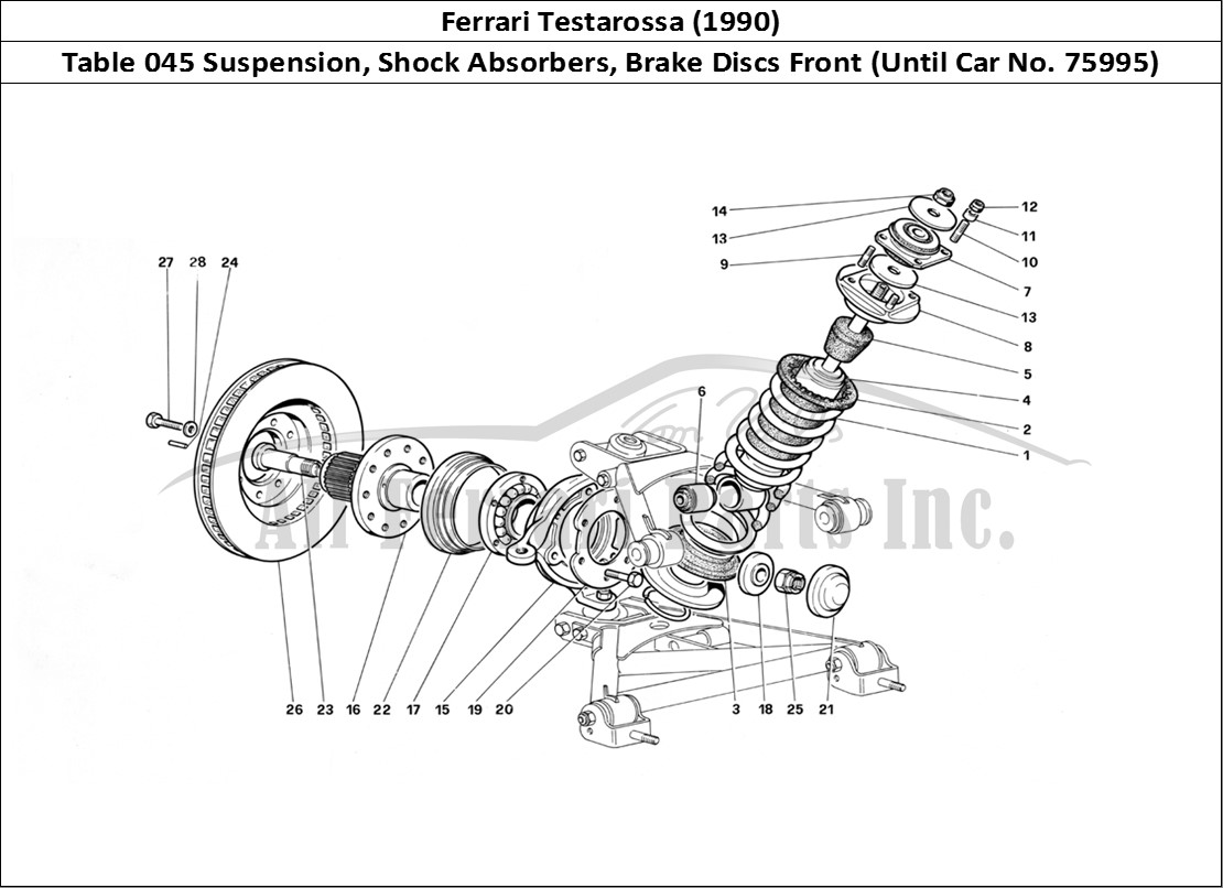 Ferrari Parts Ferrari Testarossa (1990) Page 045 Front SUSpension - Shock