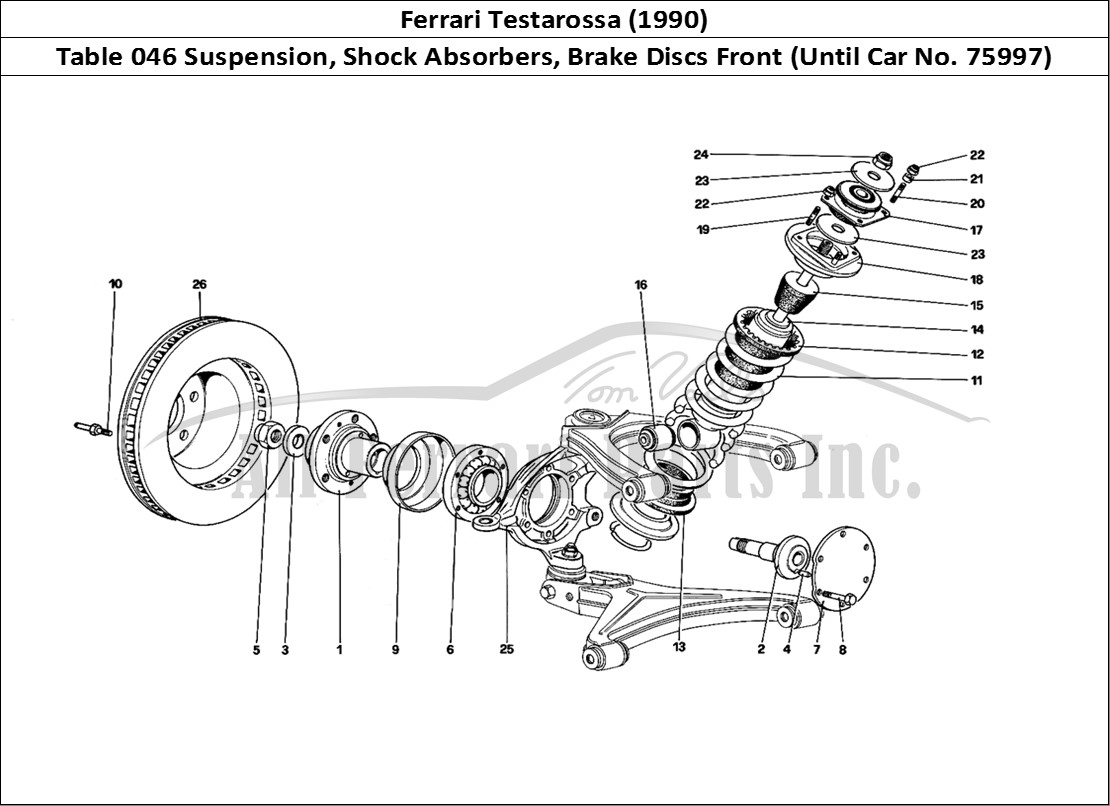 Ferrari Parts Ferrari Testarossa (1990) Page 046 Front SUSpension - Shock