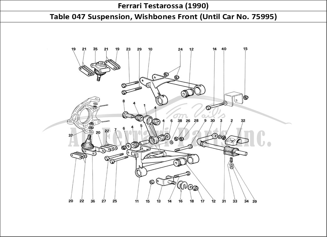 Ferrari Parts Ferrari Testarossa (1990) Page 047 Front SUSpension - Wishbo