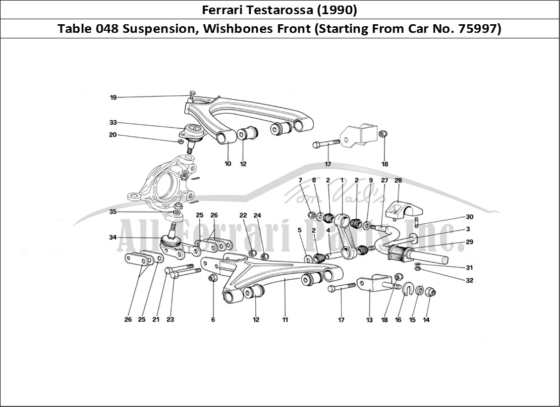 Ferrari Parts Ferrari Testarossa (1990) Page 048 Front SUSpension - Wishbo
