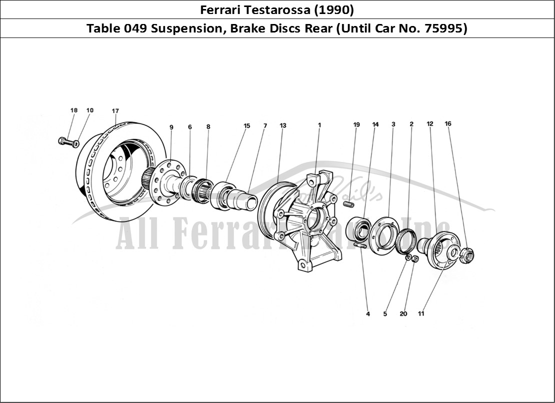 Ferrari Parts Ferrari Testarossa (1990) Page 049 Rear SUSpension - Brake D