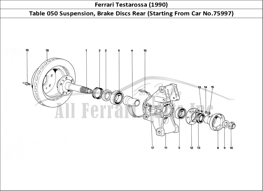 Ferrari Parts Ferrari Testarossa (1990) Page 050 Rear SUSpension - Brake D