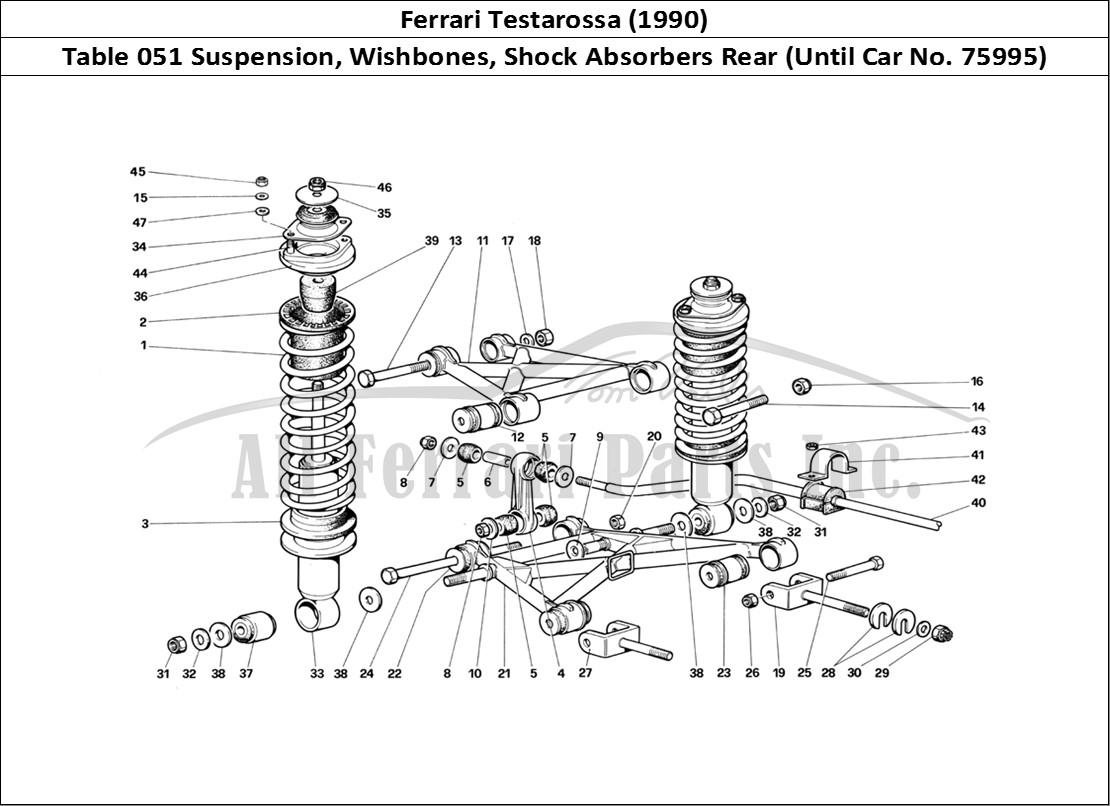 Ferrari Parts Ferrari Testarossa (1990) Page 051 Rear SUSpension - Wishbon