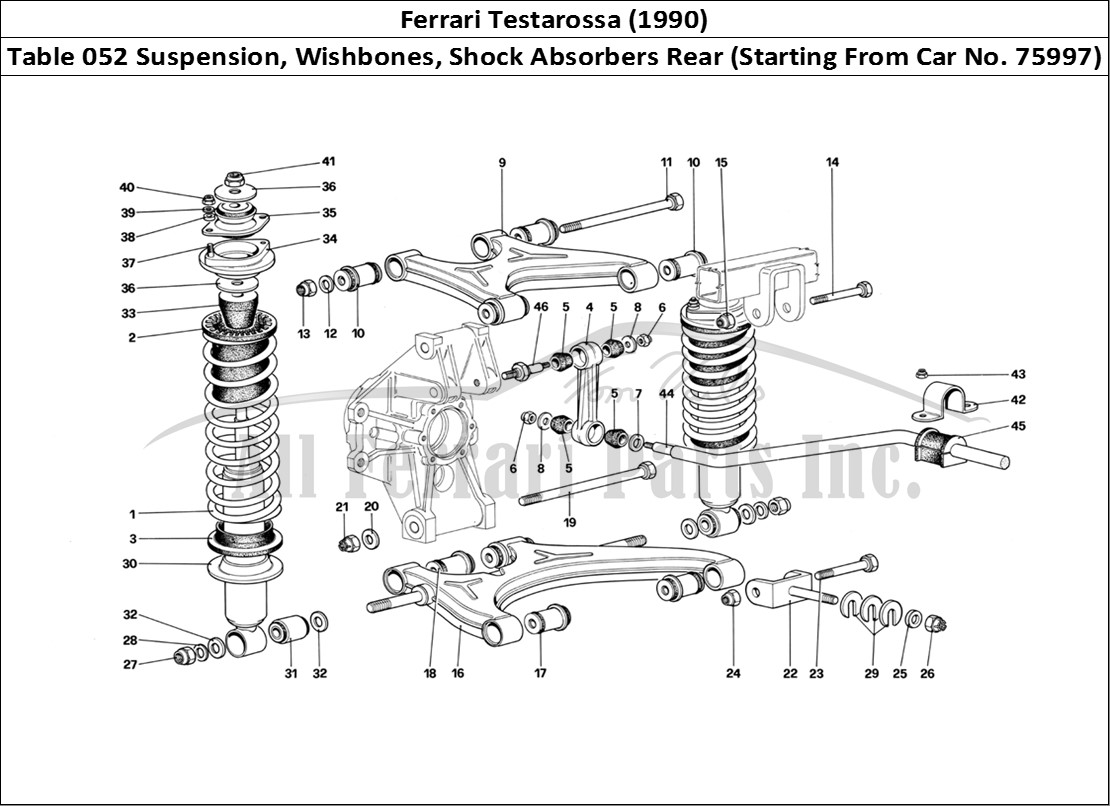Ferrari Parts Ferrari Testarossa (1990) Page 052 Rear SUSpension - Wishbon