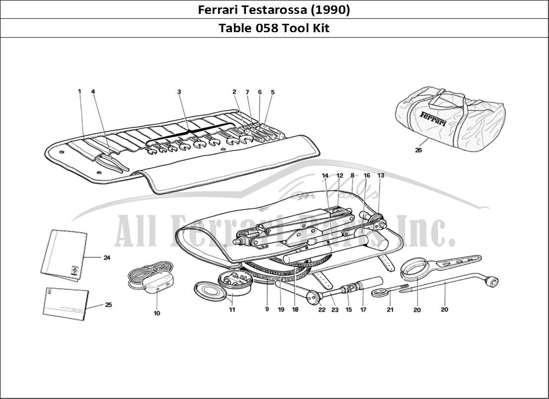 Ferrari Parts Ferrari Testarossa (1990) Page 058 Tool Kit