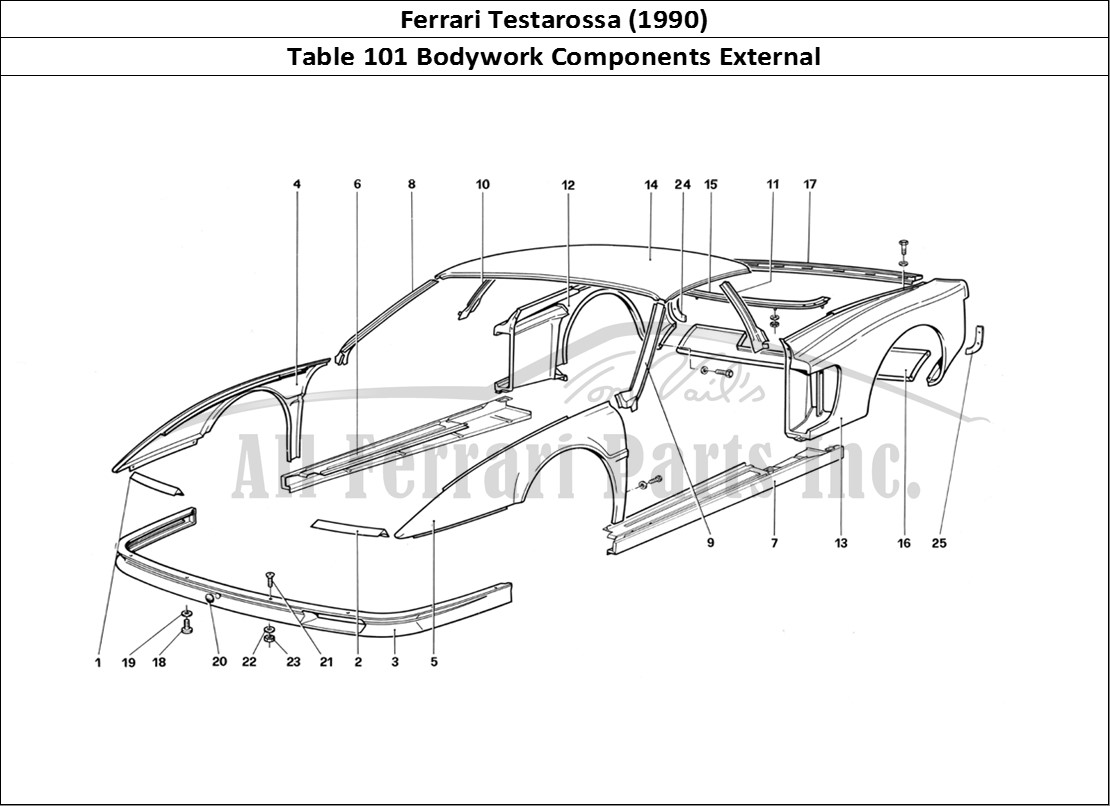 Ferrari Parts Ferrari Testarossa (1990) Page 101 Body - External Component